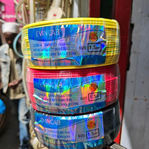 Evincab 1.5mm Single Core Copper Electric Wire Cable 1 Roll - 90Mtrs