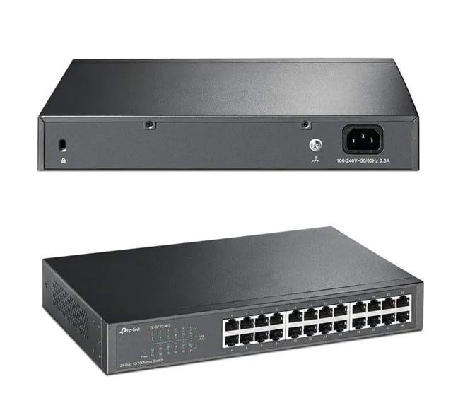 Rackmount TP Link 24 Port 10/100Mbps Fast Ethernet Switch, Plug & Play, Shielded Ports, Fanless, Unmanaged (TL-SF1024D)