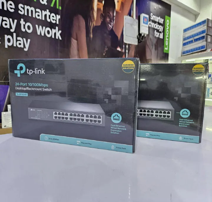 Rackmount TP Link 24 Port 10/100Mbps Fast Ethernet Switch, Plug & Play, Shielded Ports, Fanless, Unmanaged (TL-SF1024D)