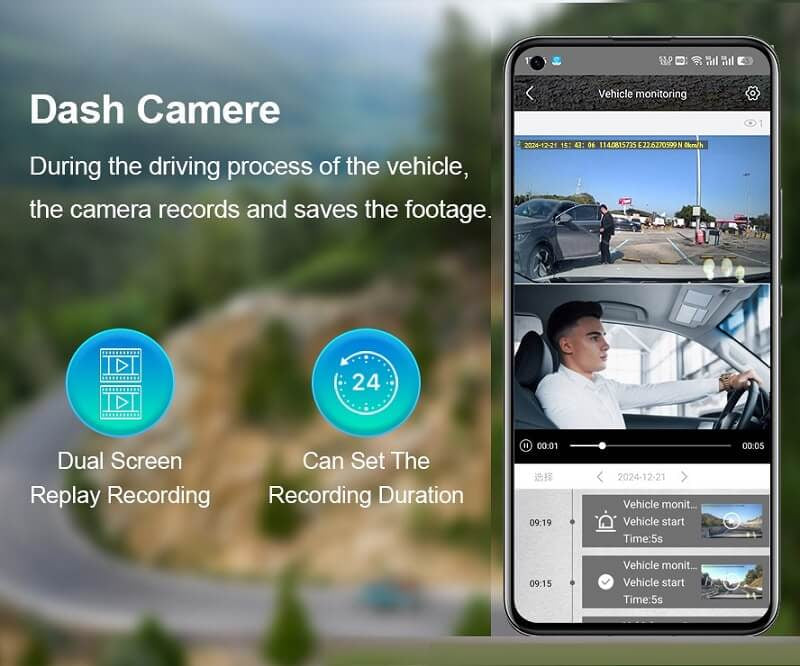 Dash Cam Front and Rear 4K+1080P, Free 64GB Card, Built-in Wi-Fi