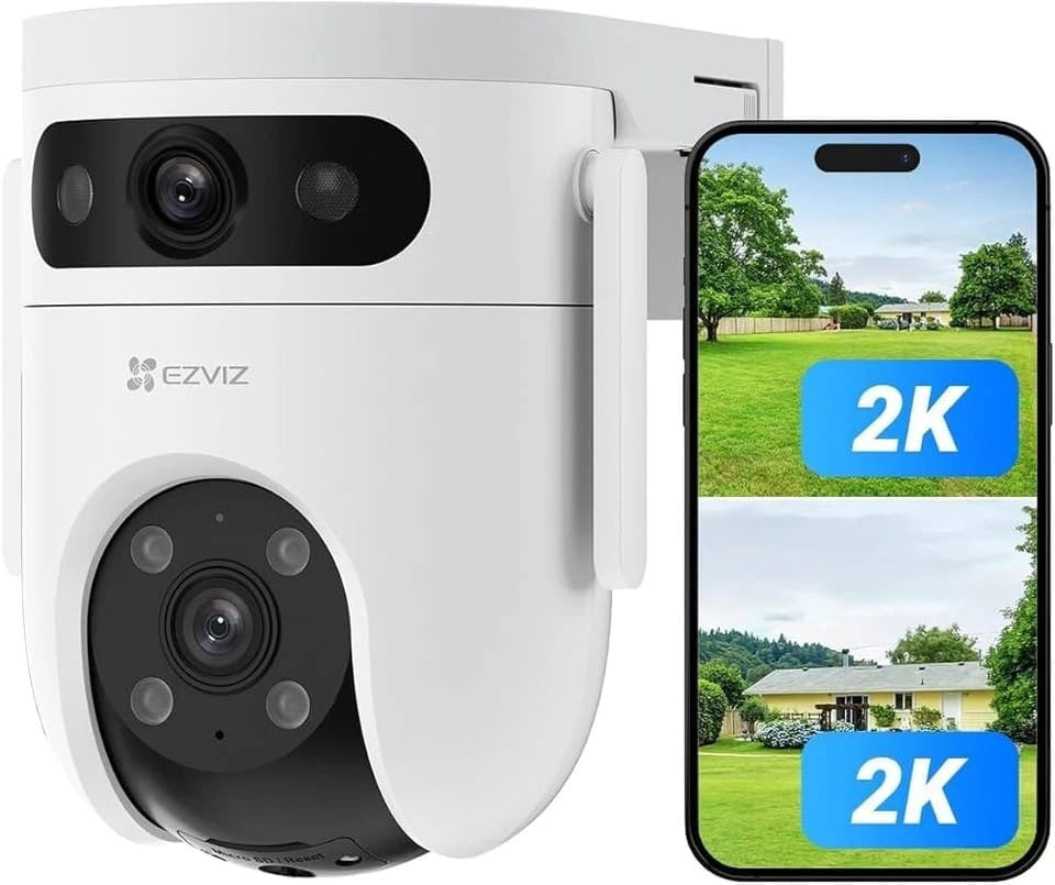 Dual Lens, Pan & Tilt Wi-Fi Camera with 360° Panoramic Coverage & Color Night Vision