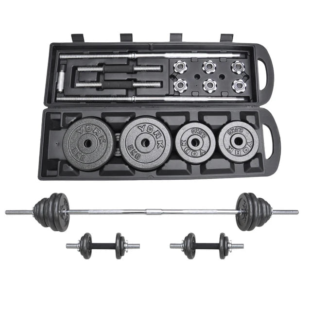 50KG Barbell & Dumbbell Set + Adjustable Weight Bench – Full Body Home Gym Workout