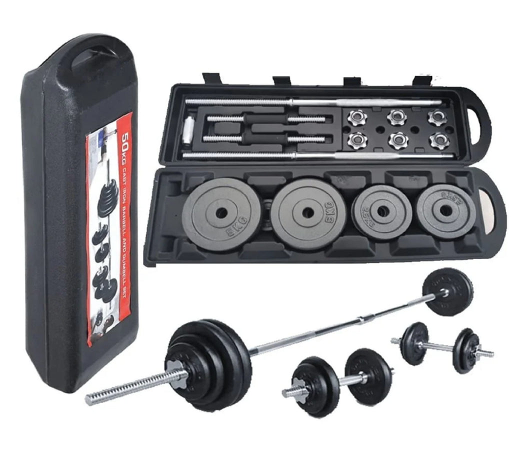 50KG Barbell & Dumbbell Set + FREE BMI Smart Digital Personal Weight Scale