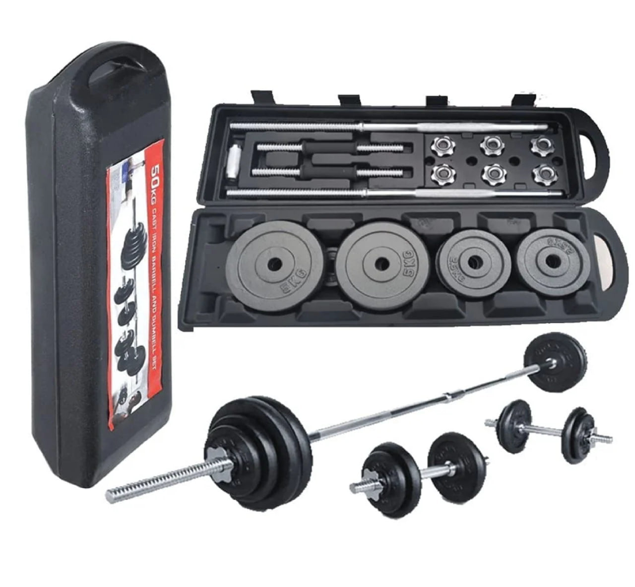 50KG Barbell & Dumbbell Set + FREE BMI Smart Digital Personal Weight Scale