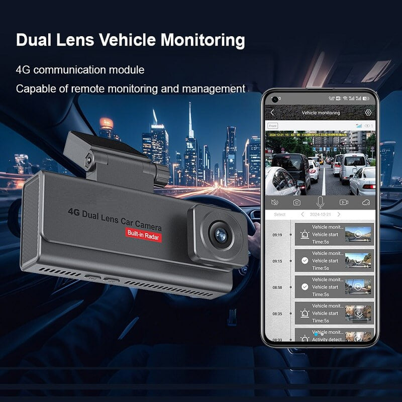 Dash Cam Front and Rear 4K+1080P, Free 64GB Card, Built-in Wi-Fi